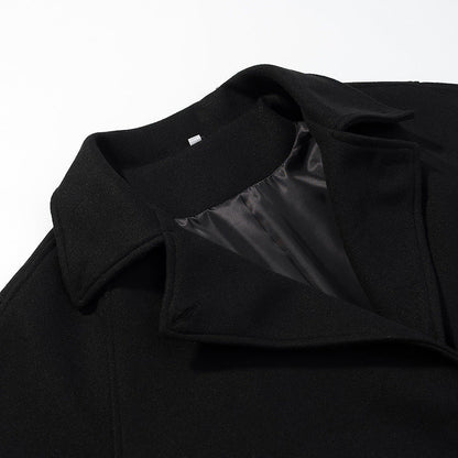 Guldvera | Damen Wollmantel Langer Wintermantel - Black - Image 3