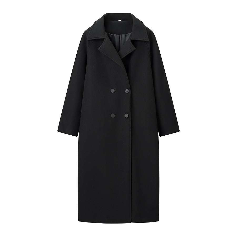 Guldvera | Damen Wollmantel Langer Wintermantel - Black - Image 1