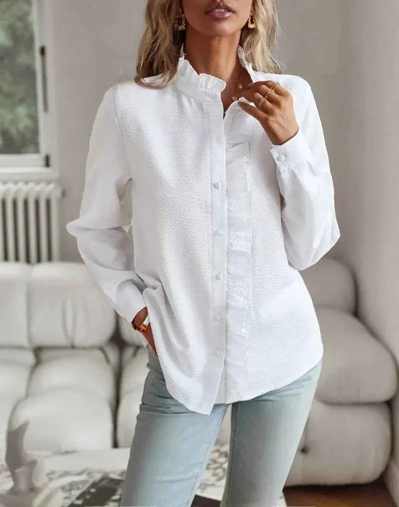 Bluse Damen | Rüschenkragen & Feminine Knopfleiste