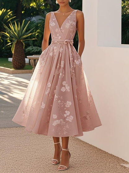 Midi Kleid Damen | Elegant & Verspielt mit Blumenprint