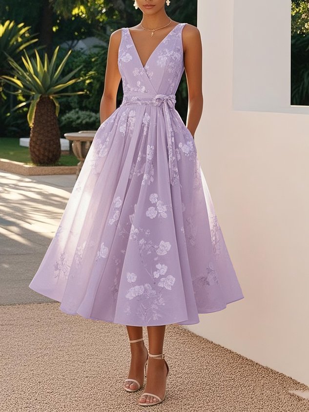 Midi Kleid Damen | Elegant & Verspielt mit Blumenprint