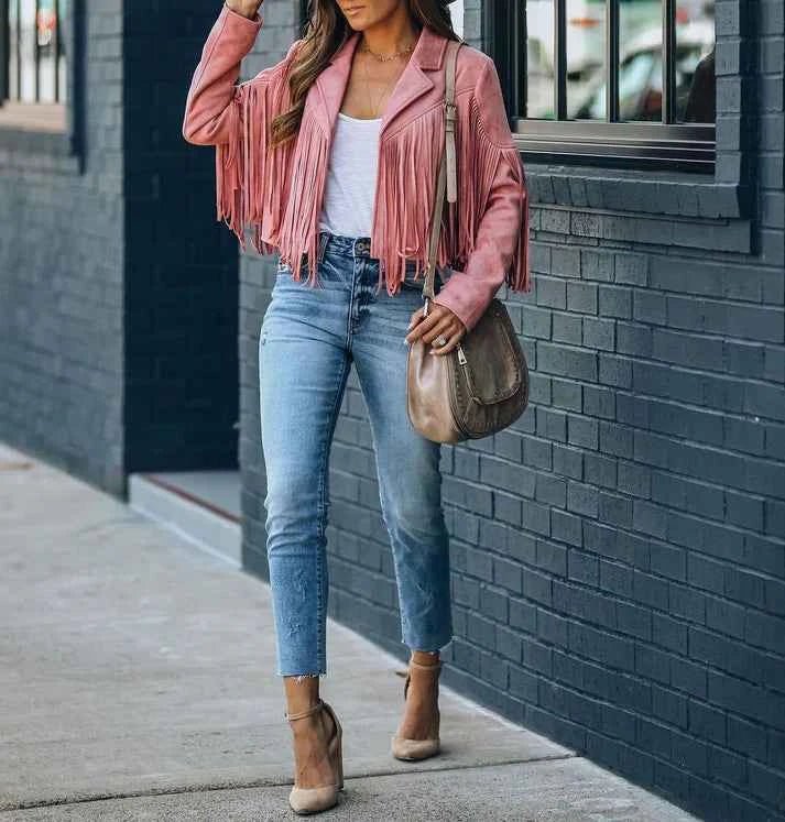 Damen Fransenjacke im Western-Stil 2