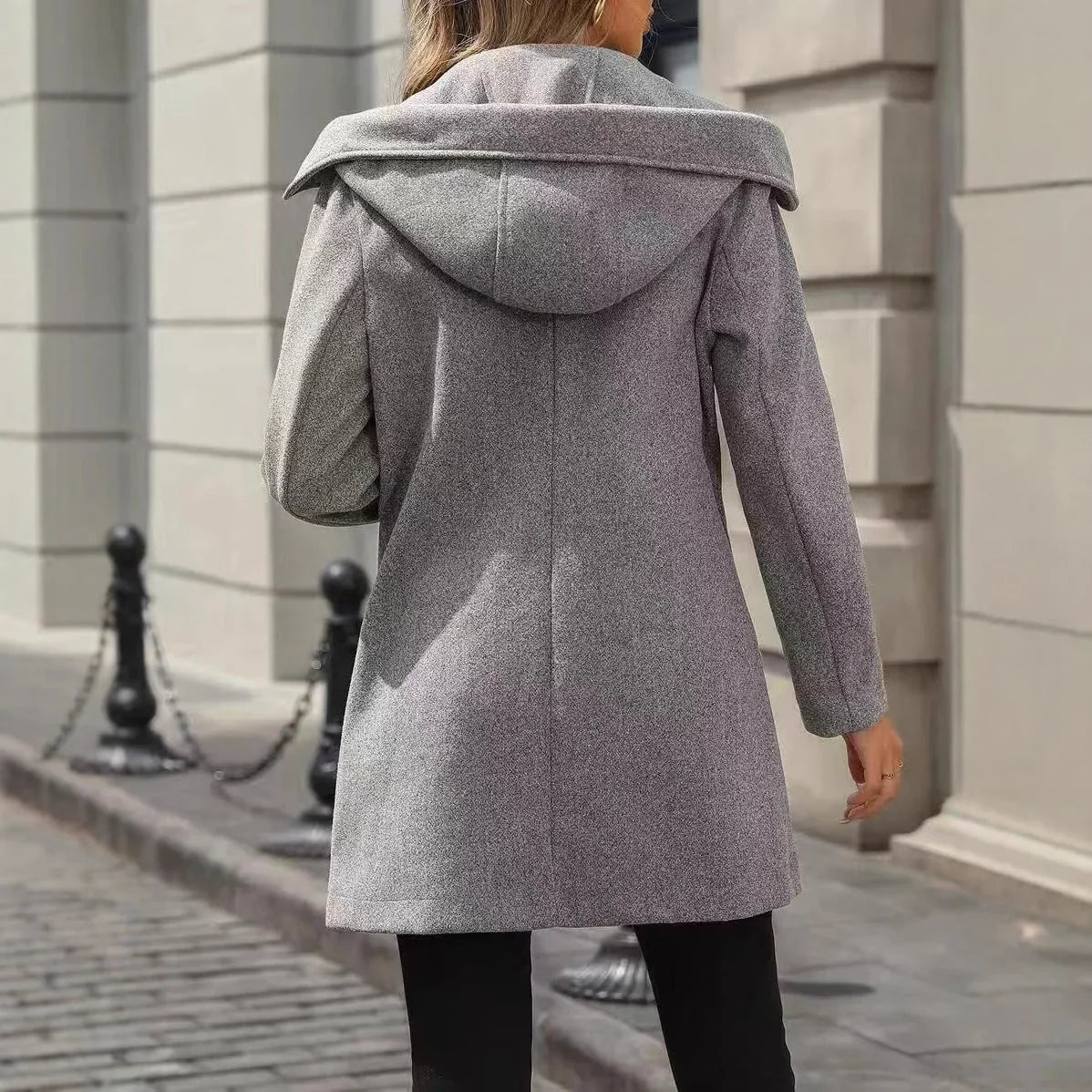 Damen Jacke mit Knöpfen Reverskragen und Taschen 2