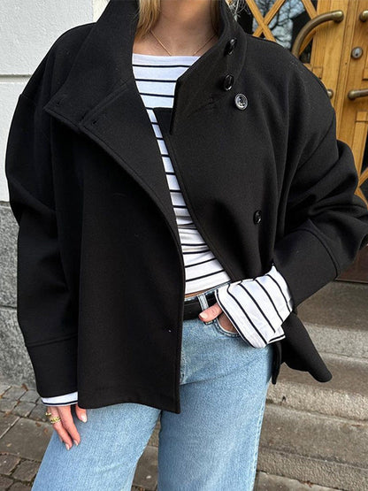 Damen Kurze Doppelbrustjacke Eleganz Wolle 2