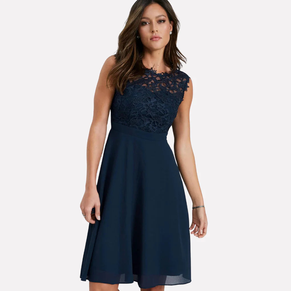 Mini Kleid Damen | Spitzenbesatz & Eleganter A-Linien-Schnitt