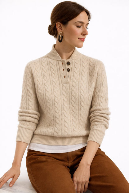 Damen Rollkragenpullover Mit Kabelstrick & Knopfleiste – Eleganter Winterpullover Für Frauen 3