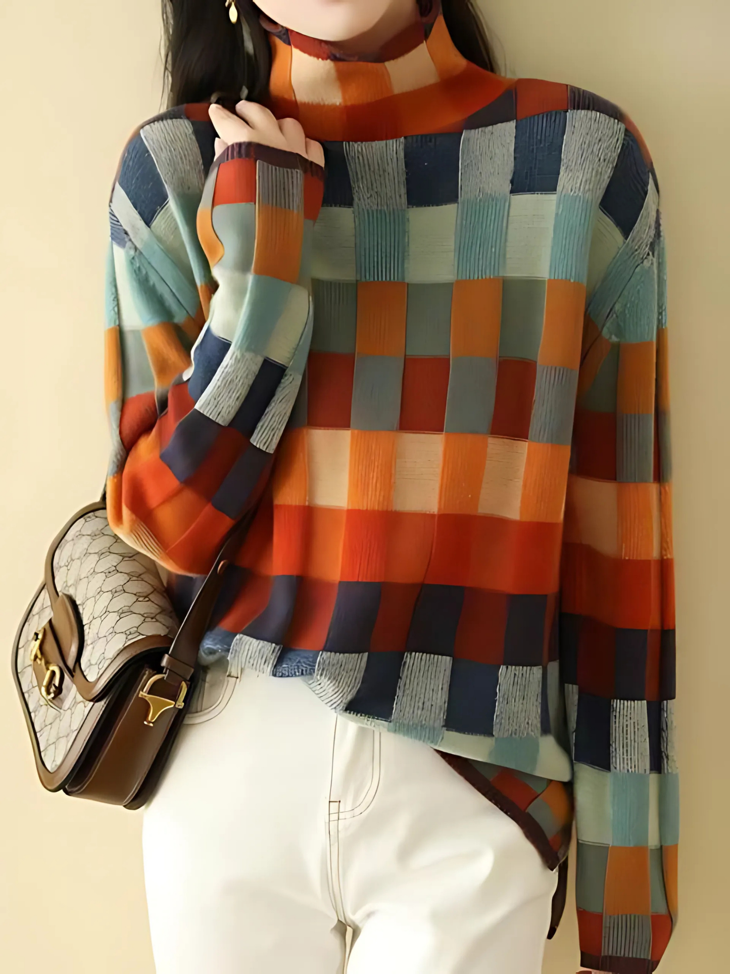 Damen Rollkragenpullover | Kariert