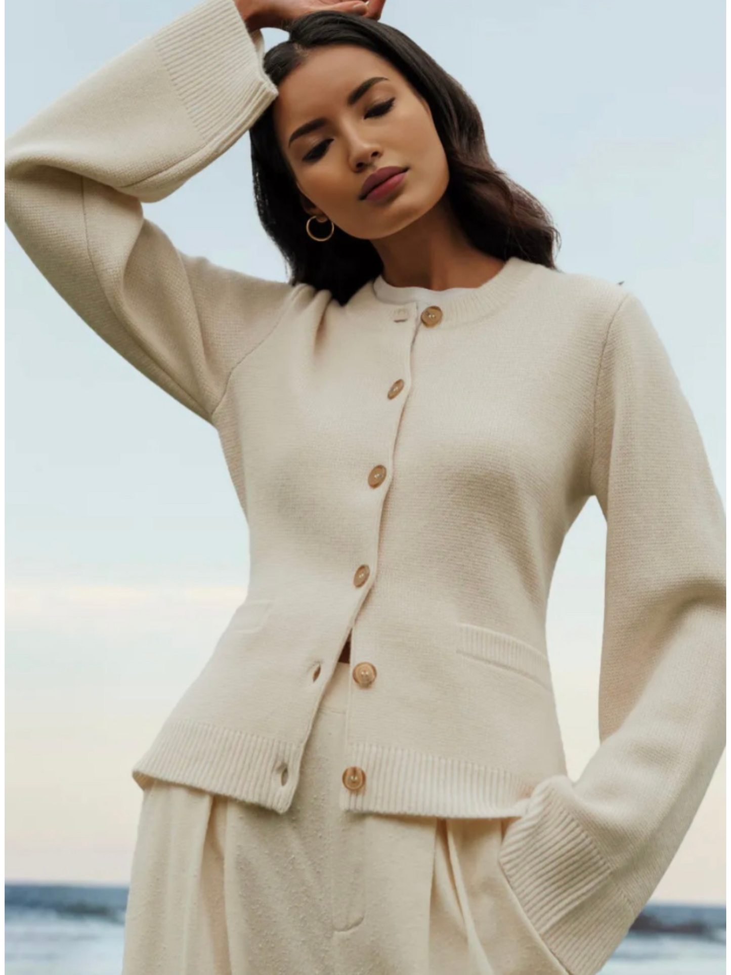 Damen Strickjacke, Ausgestellte Ärmel | Hüftlang