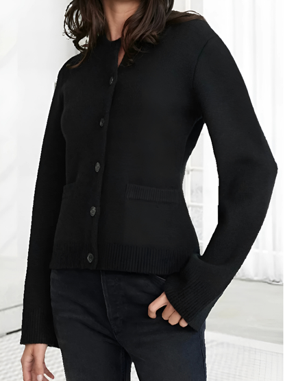 Damen Strickjacke, Ausgestellte Ärmel | Hüftlang