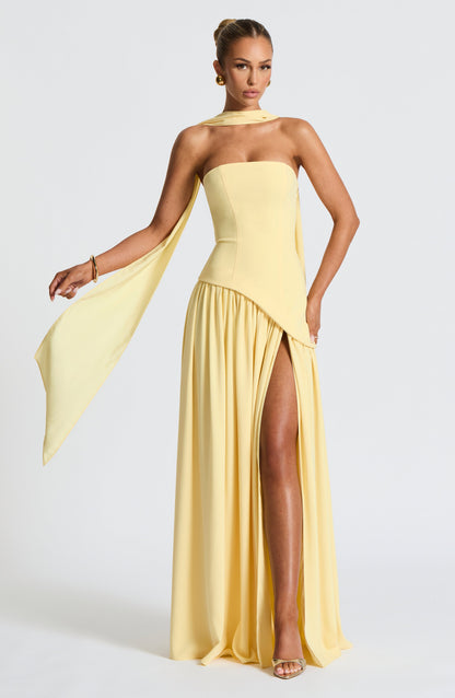 Maxi Abendkleid Damen | Trägerloses Korsett & Hoher Schlitz