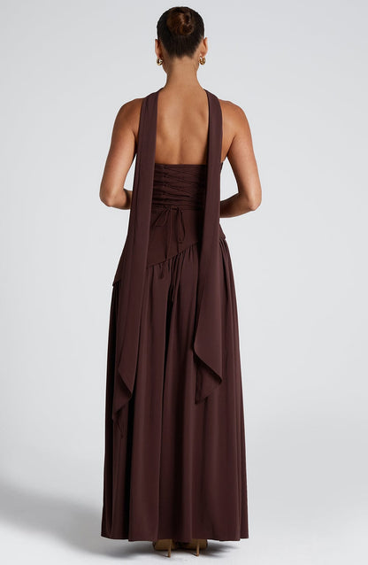 Maxi Abendkleid Damen | Trägerloses Korsett & Hoher Schlitz