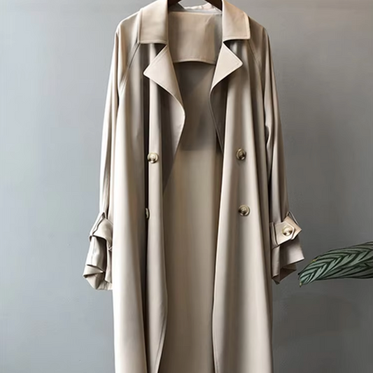 Stilsicherer Trenchcoat für Damen doppeltreihig wasserfest Übergangsjacke