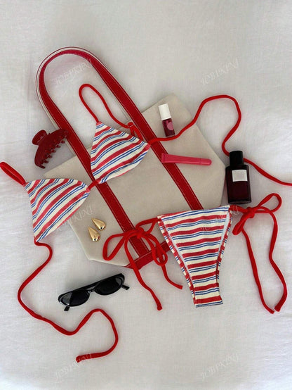 Damen Triangel-Bikini-Set mit verspieltem Design und regulierbaren Trägern Echo Archiv 0