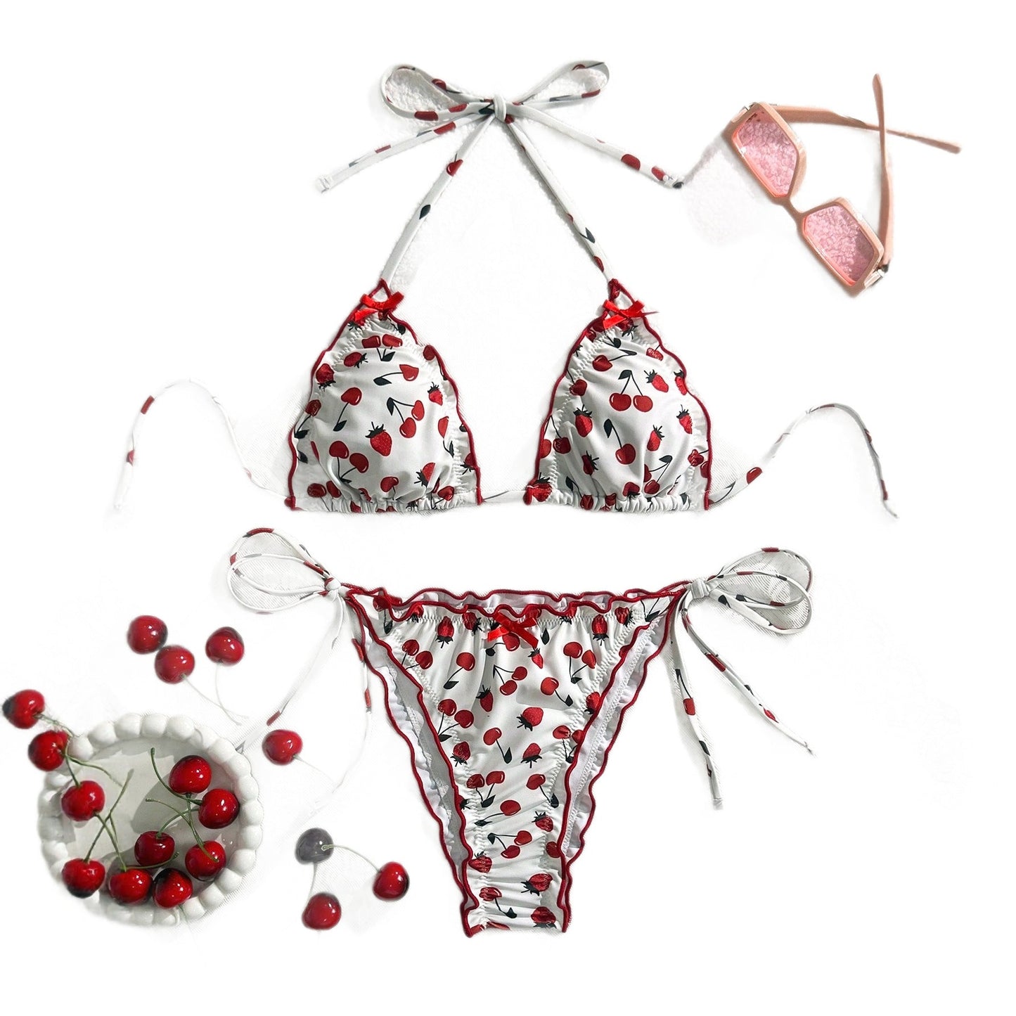 Damen Triangel-Bikini mit verspieltem Kirschmuster Echo Archiv 5