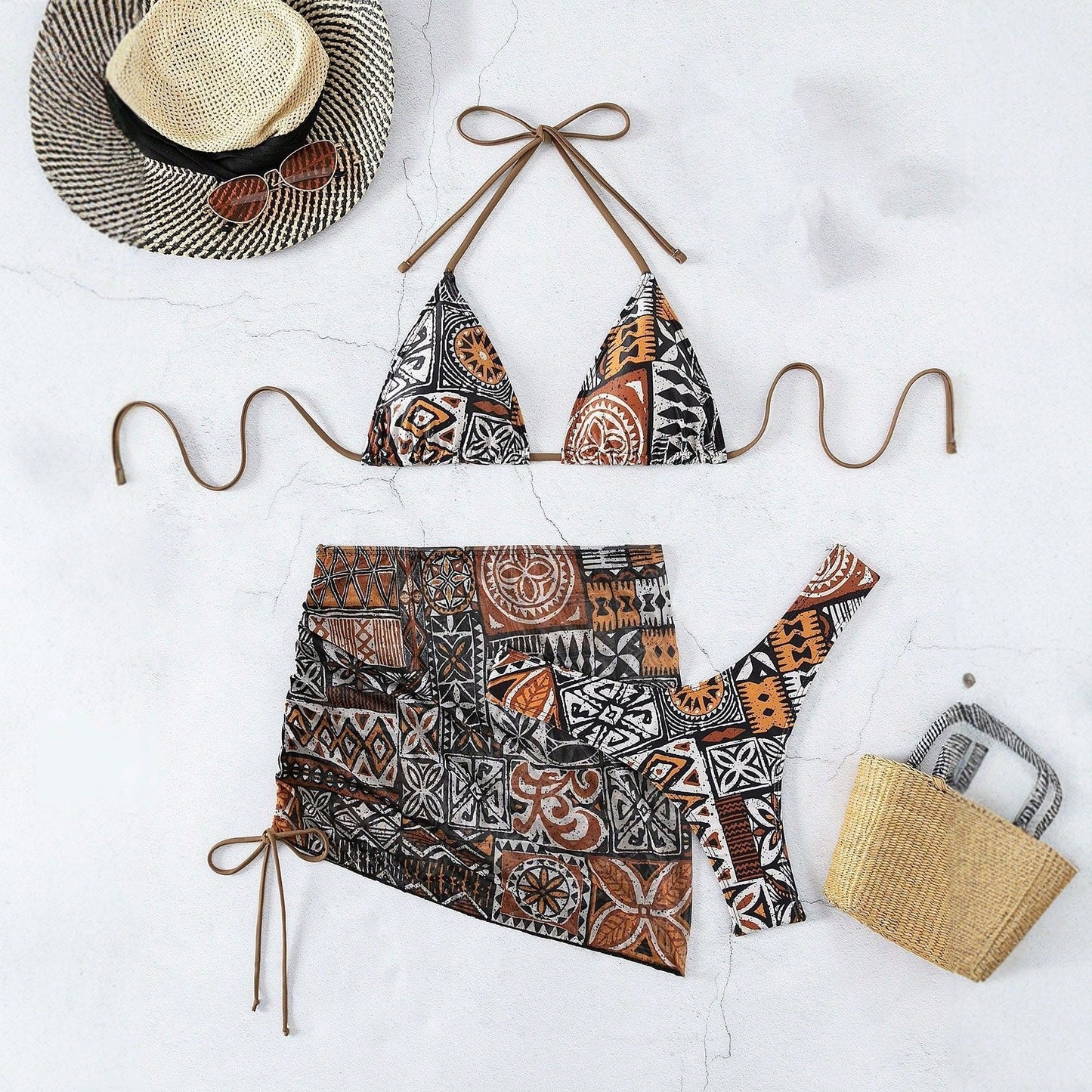 Damen Triangle-Bikini mit verstellbarem Wickelrock Echo Archiv 4