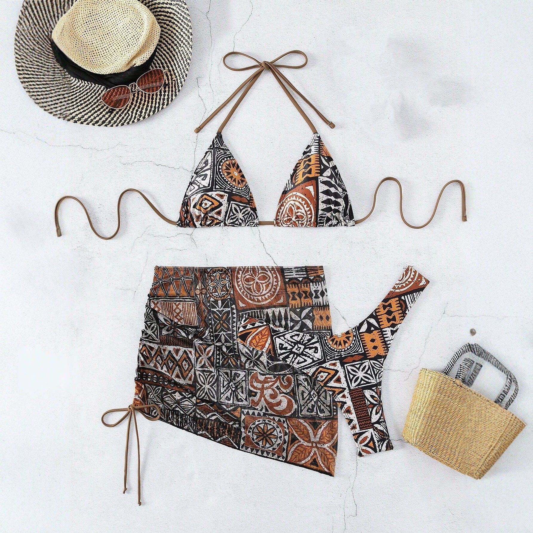 Damen Triangle-Bikini mit verstellbarem Wickelrock Echo Archiv 4