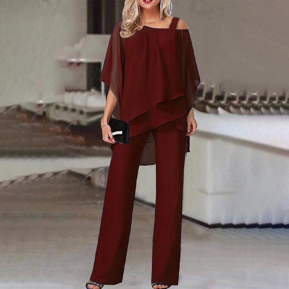 Zweiteiler Damen Sommer | Cold-Shoulder Top & Weite Hose