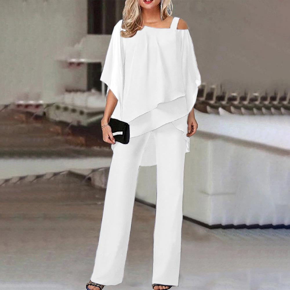 Zweiteiler Damen Sommer | Cold-Shoulder Top & Weite Hose