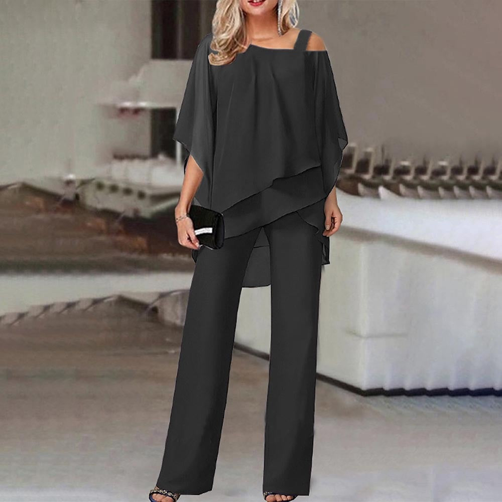 Zweiteiler Damen Sommer | Cold-Shoulder Top & Weite Hose