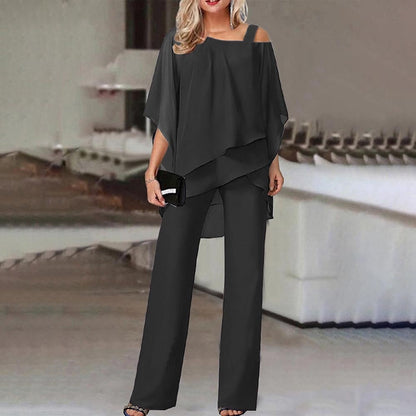 Zweiteiler Damen Sommer | Cold-Shoulder Top & Weite Hose
