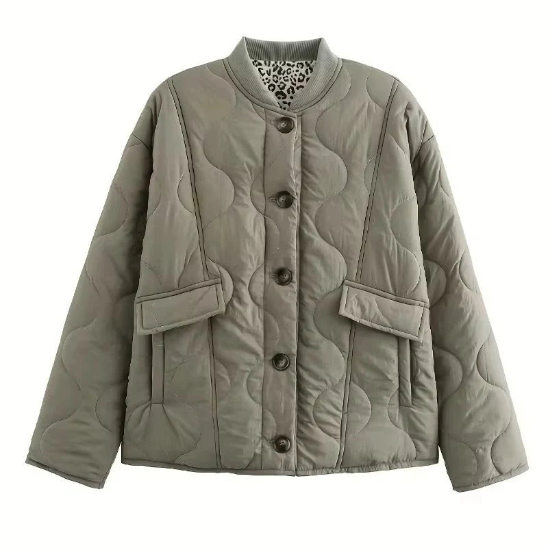 Damen elegante Jacke mit Leoparden Futter 5