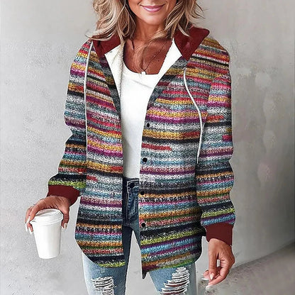 Damenjacke mit Kapuze, Relaxed Fit, Karomuster