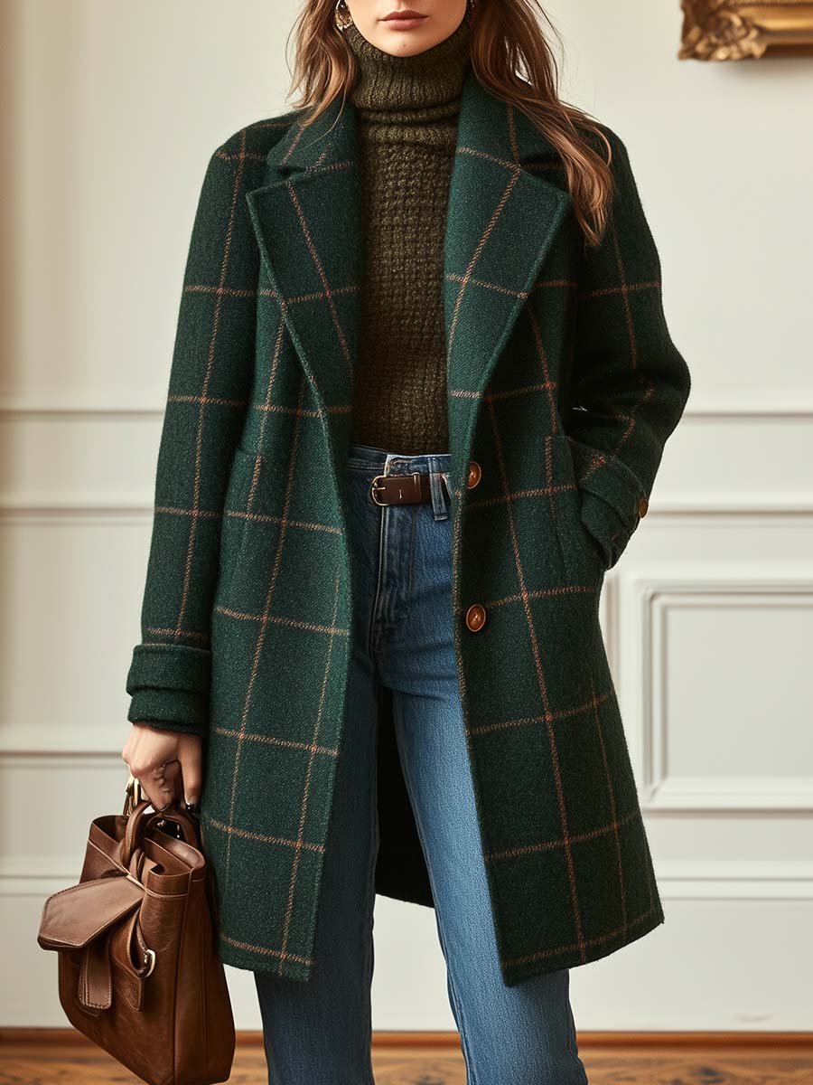 Damenmäntel, tailliert, karierter Tweed | Winter