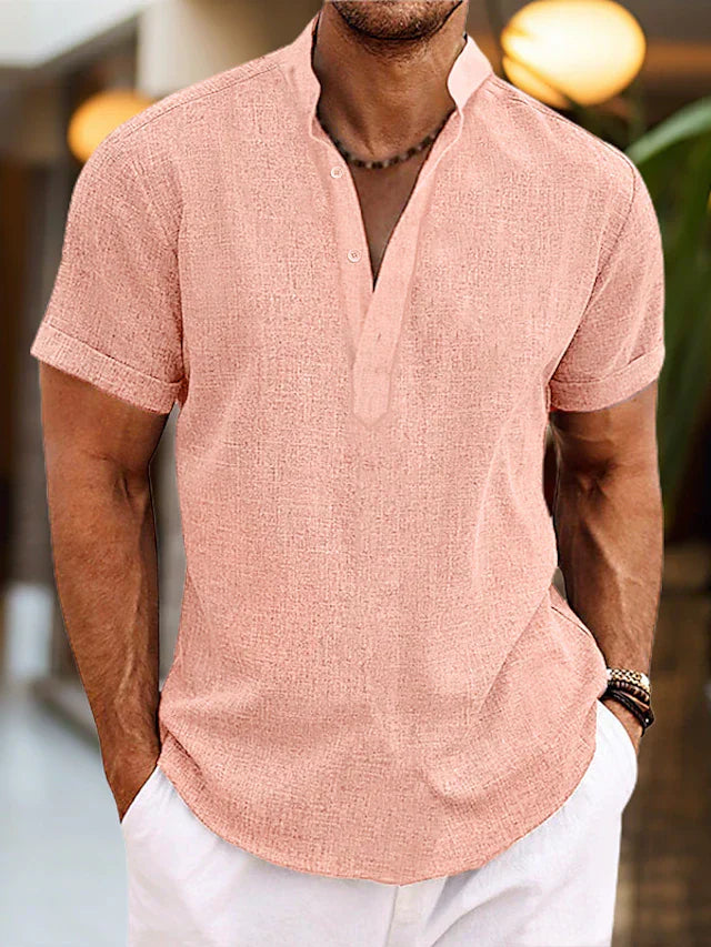 Daniel | Herren Sommer Henley Kurzarm Shirt 0