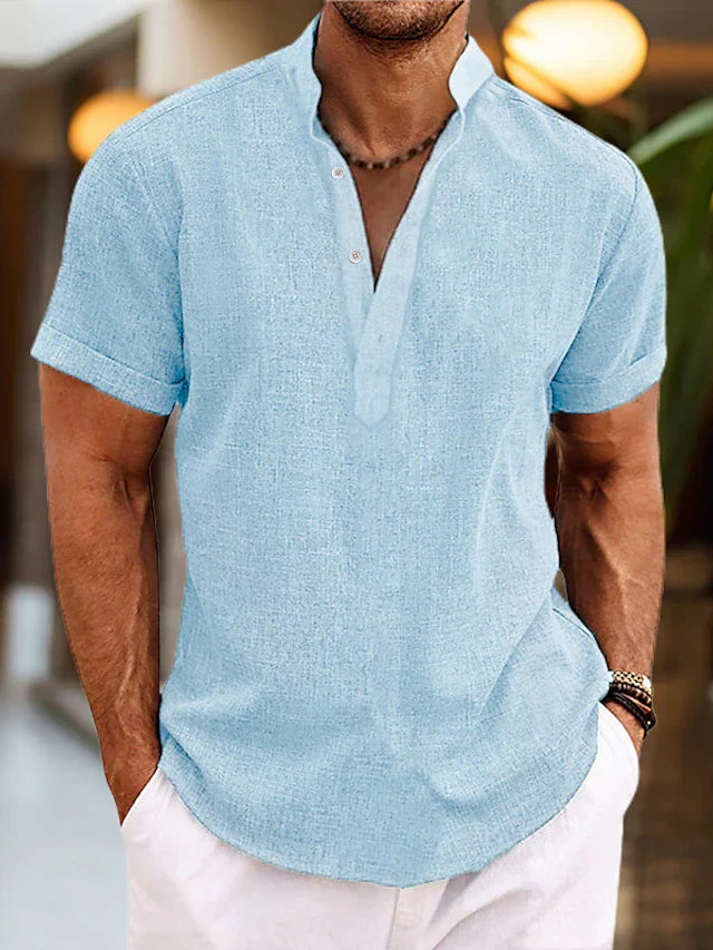 Daniel | Herren Sommer Henley Kurzarm Shirt 1