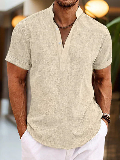 Daniel | Herren Sommer Henley Kurzarm Shirt 5