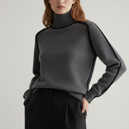 Damen Rollkragenpullover Strickpullover Elastisch Figurbetont 9