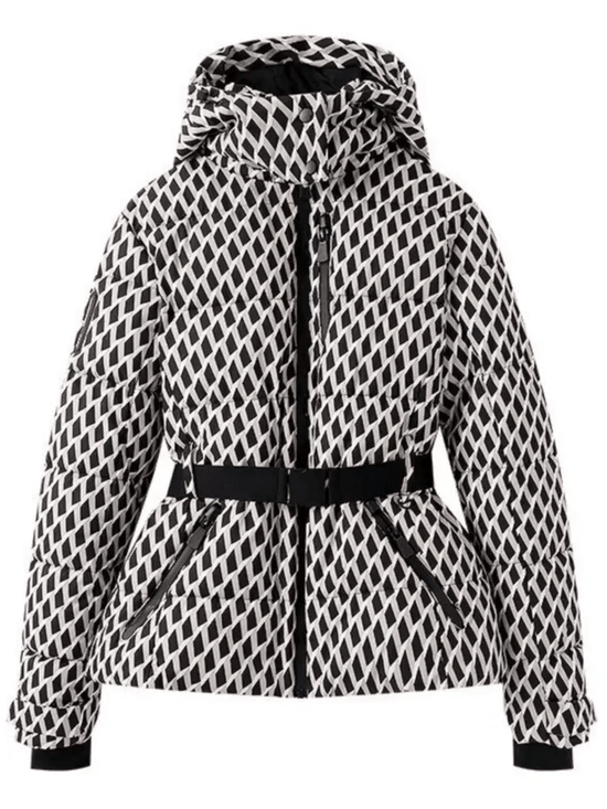 Daunenjacke für Damen | Kapuze, Gürtel | Winter
