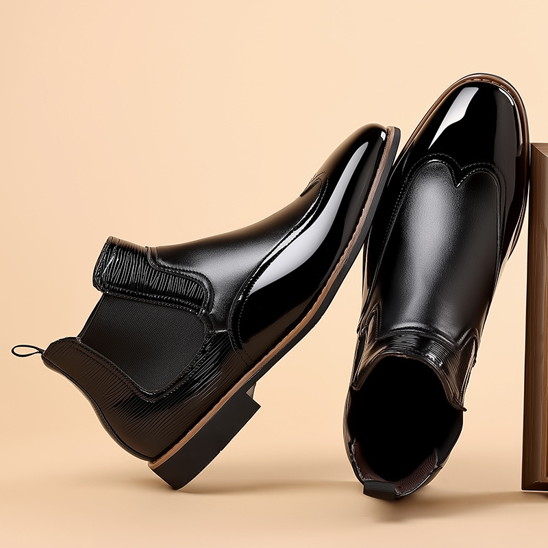 Rear view of men's classic Chelsea ankle boots