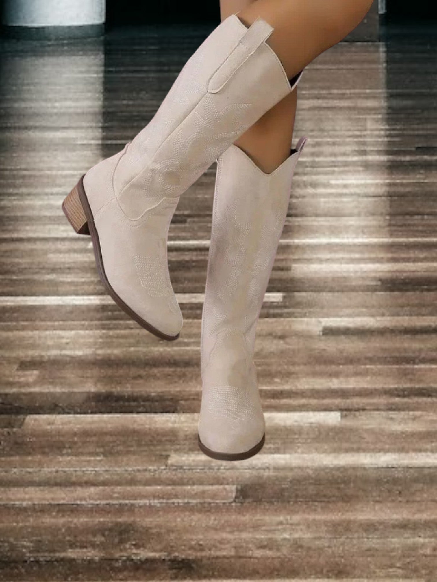 Diana | Klassische Wildleder Cowboy-Stiefel für Damen, Comfort Fit, Mittel Schaft