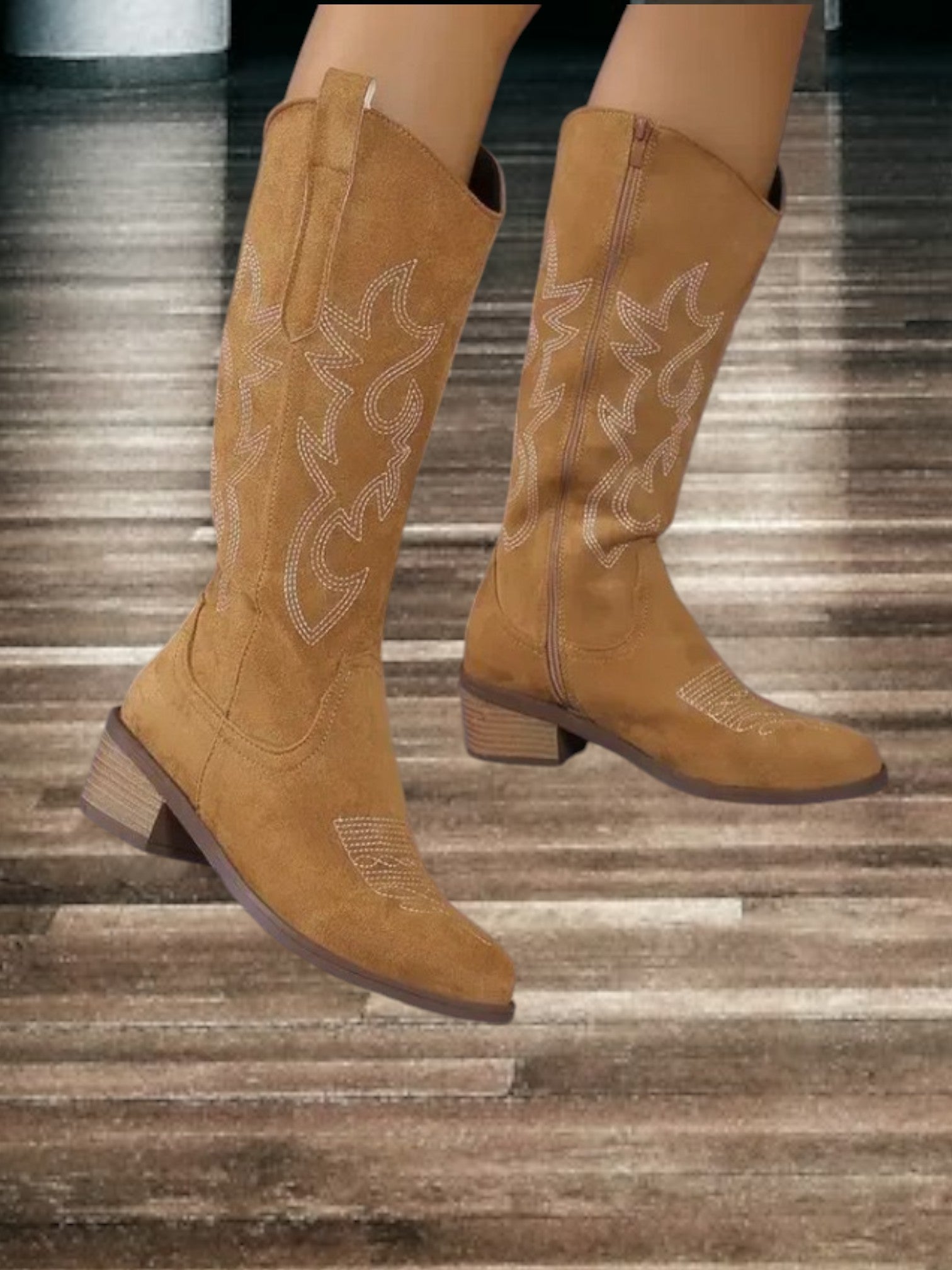 Diana | Klassische Wildleder Cowboy-Stiefel für Damen, Comfort Fit, Mittel Schaft