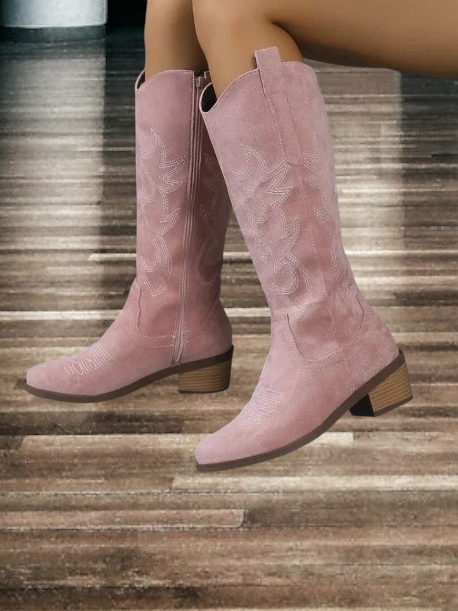 Diana | Klassische Wildleder Cowboy-Stiefel für Damen, Comfort Fit, Mittel Schaft