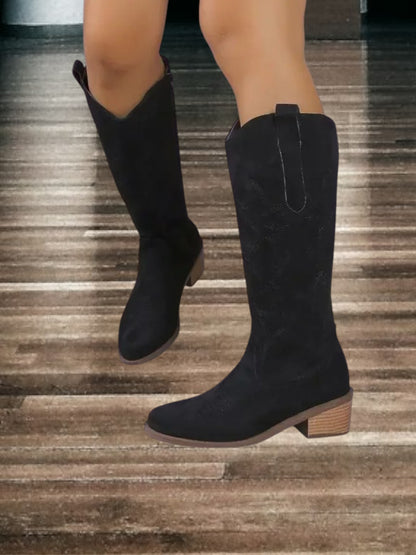 Diana | Klassische Wildleder Cowboy-Stiefel für Damen, Comfort Fit, Mittel Schaft