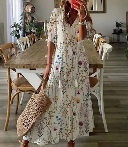 Sommerkleid Damen | Boho Maxi mit Ikat-Print