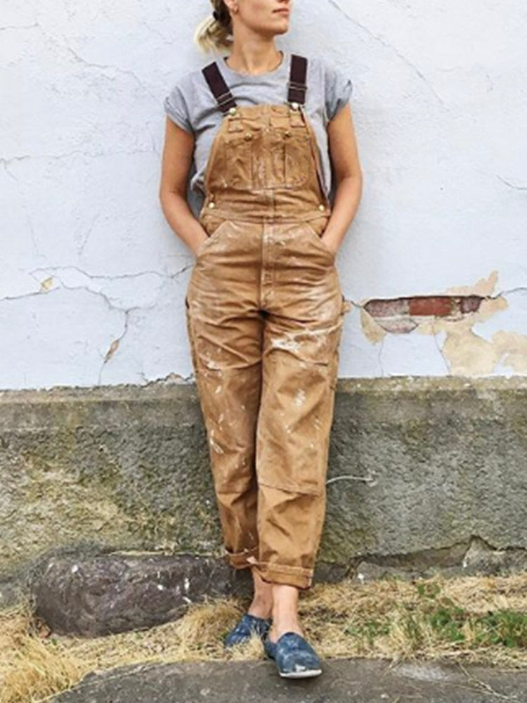 Jumpsuit Damen | Canvas Overall mit Trägern & Utility-Taschen