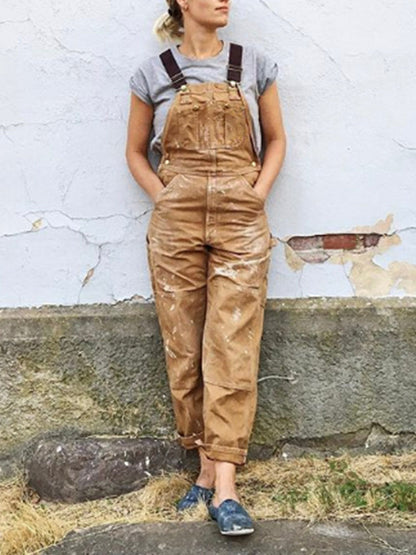 Jumpsuit Damen | Canvas Overall mit Trägern & Utility-Taschen