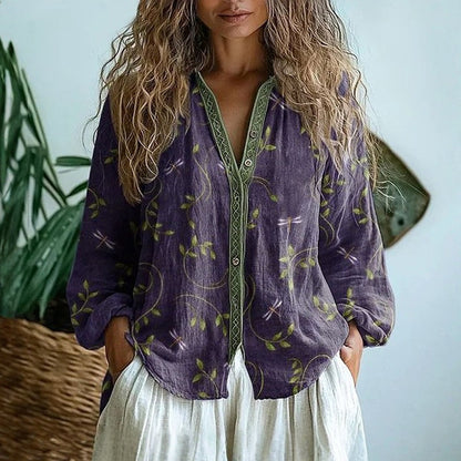 Dralira™ Vintage Bluse mit Print 0