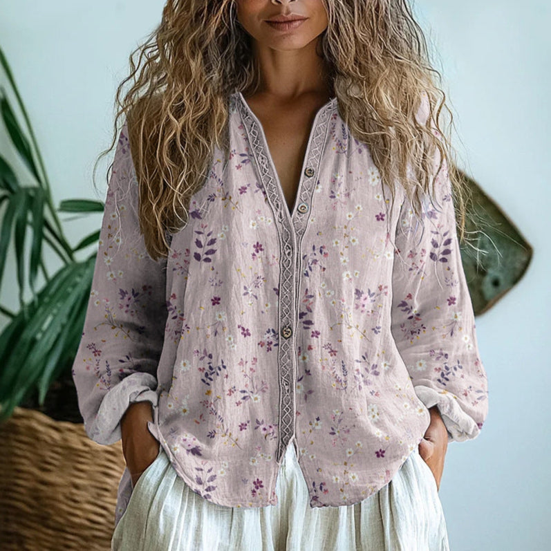 Dralira™ Vintage Bluse mit Print 1