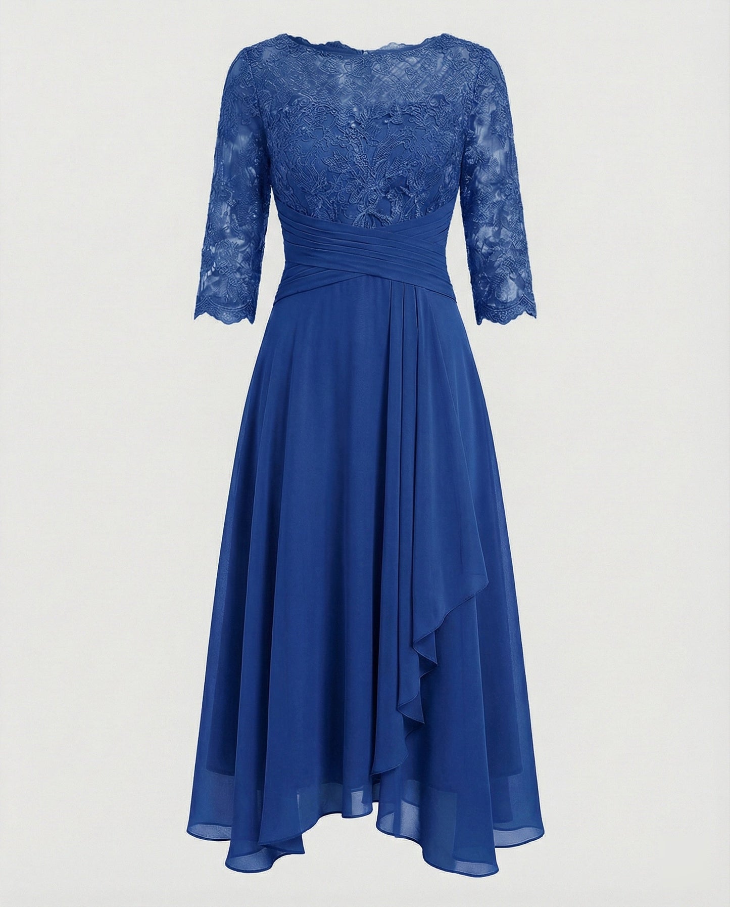 Midikleid Damen | Romantisches Spitzen-Oberteil & Fließender Zipfelsaum