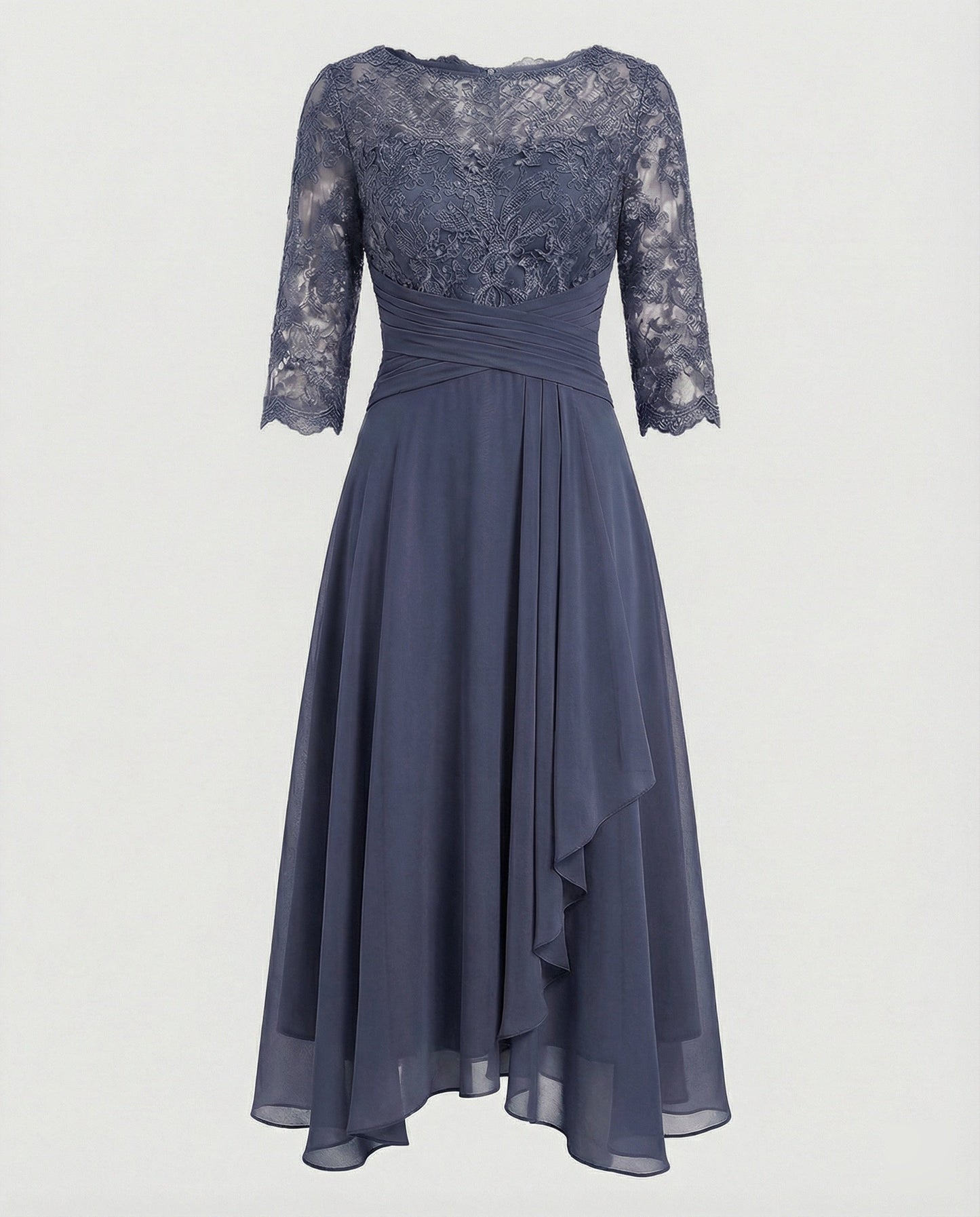 Midikleid Damen | Romantisches Spitzen-Oberteil & Fließender Zipfelsaum