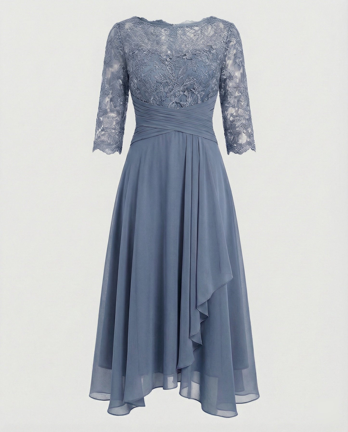 Midikleid Damen | Romantisches Spitzen-Oberteil & Fließender Zipfelsaum