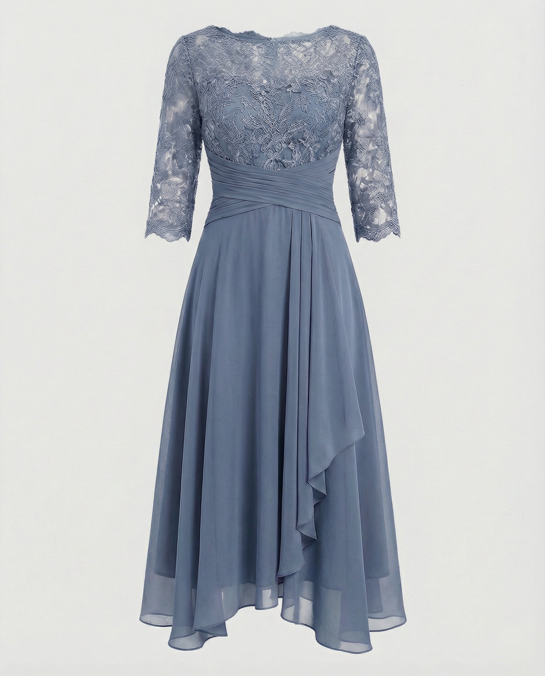 Midikleid Damen | Romantisches Spitzen-Oberteil & Fließender Zipfelsaum