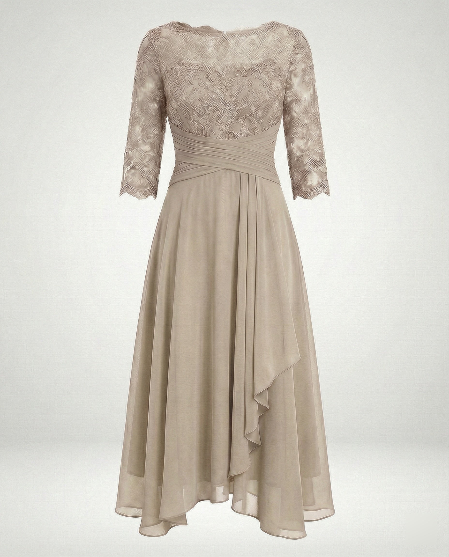 Midikleid Damen | Romantisches Spitzen-Oberteil & Fließender Zipfelsaum