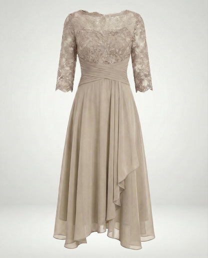 Midikleid Damen | Romantisches Spitzen-Oberteil & Fließender Zipfelsaum