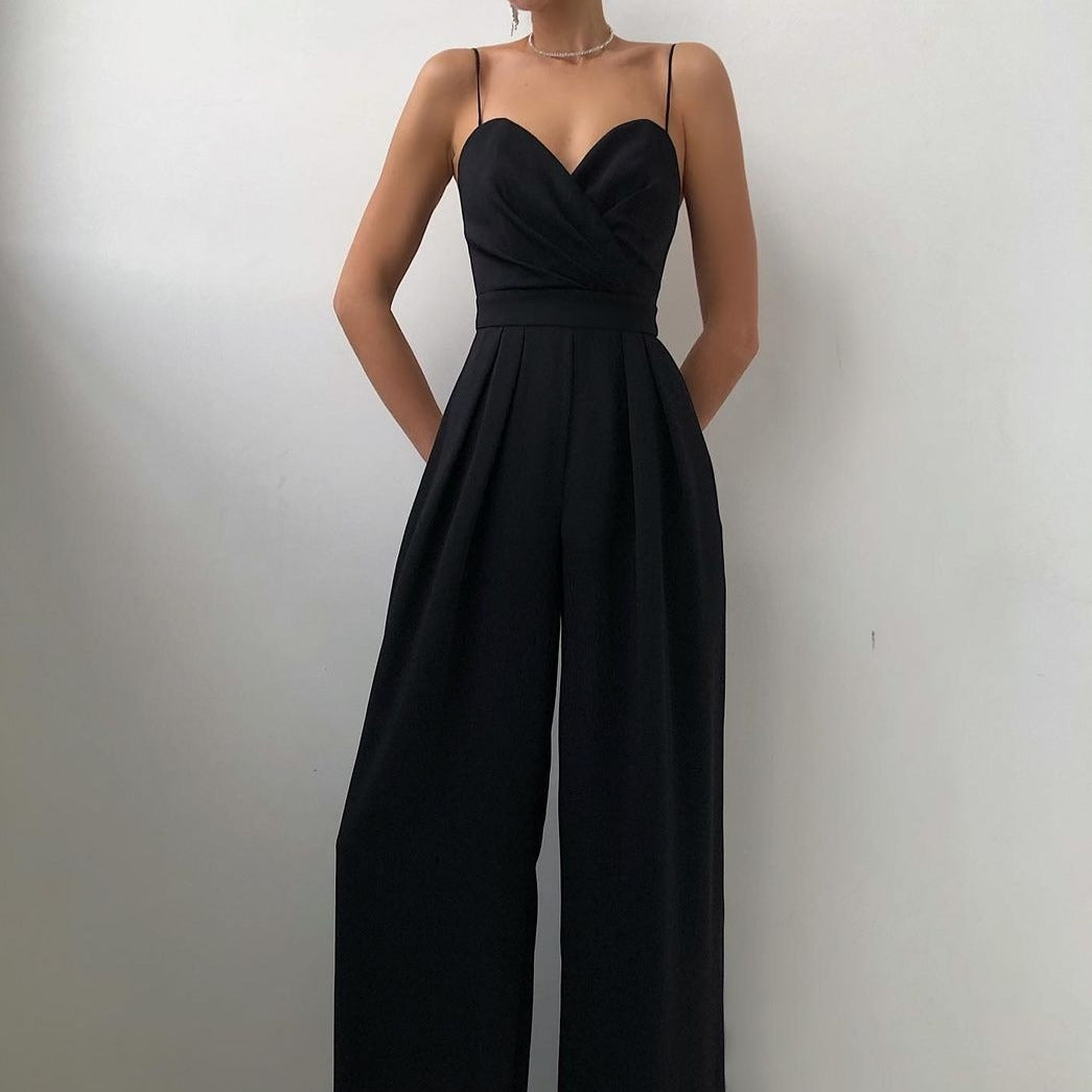 Jumpsuit Damen | Eleganter Sweetheart-Ausschnitt & Weites Palazzo-Bein