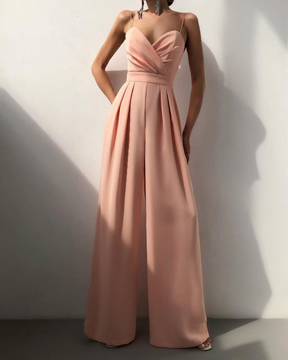 Jumpsuit Damen | Eleganter Sweetheart-Ausschnitt & Weites Palazzo-Bein